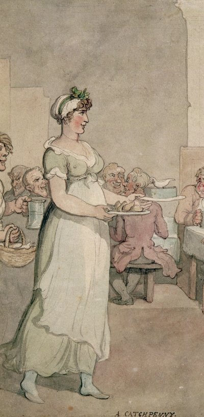 Een Penny Slap Bang Winkel (detail) door Thomas Rowlandson